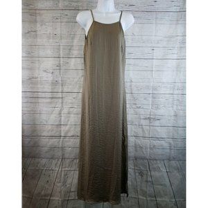 Achro Womens Maxi Dress Sz Medium Taupe Sleeveless Lace Up Back